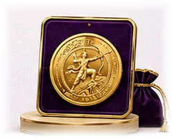 Premium Ramsetu coin in a purple presentation case