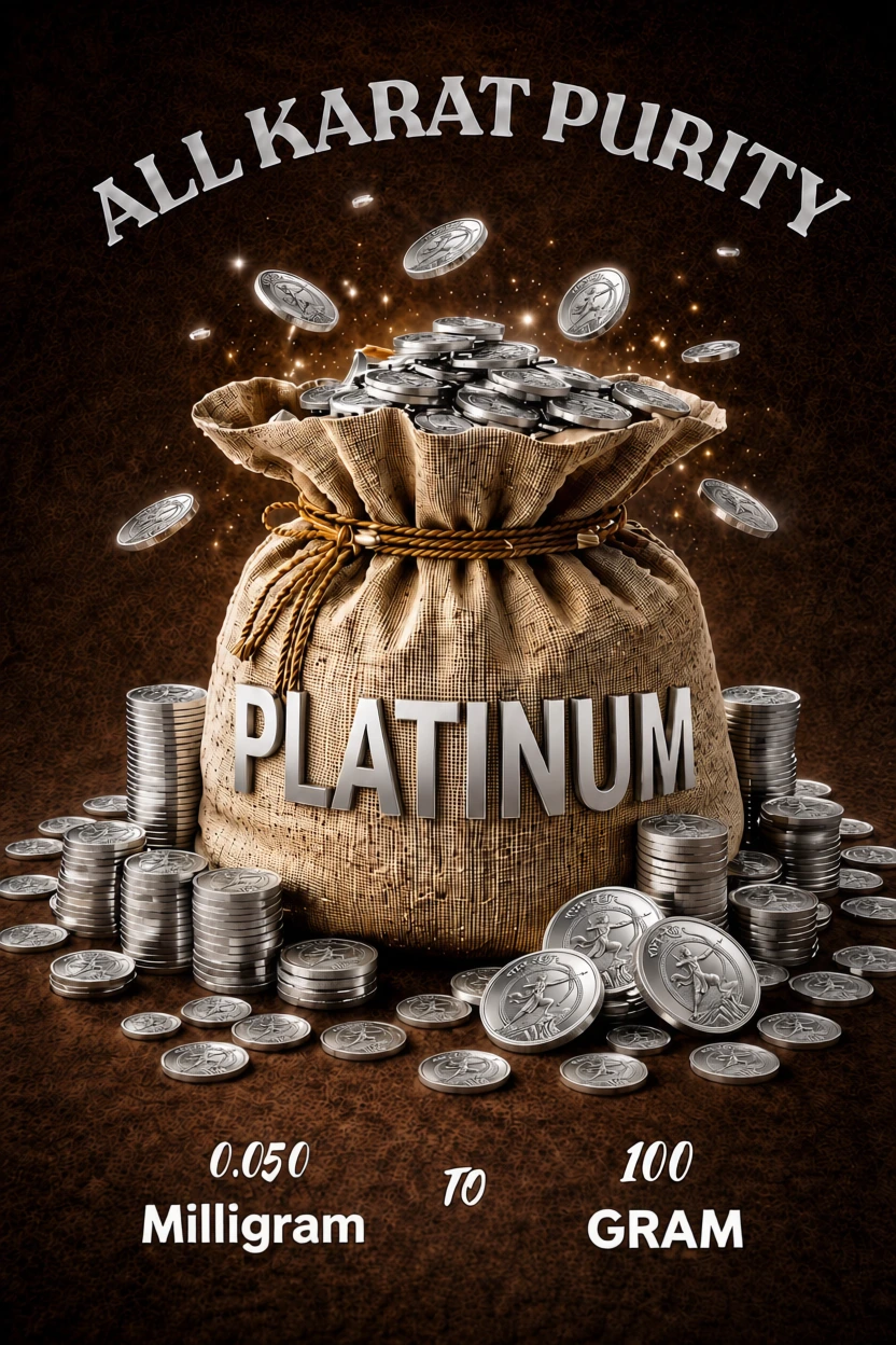 Platinum coins, all karat purity, from 0.50 milligram to 100 grams