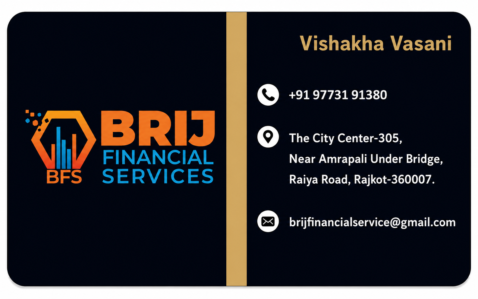 Vishakha Vashani visiting card front side
