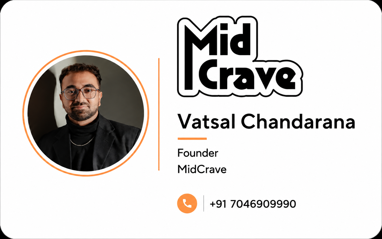 Vatsal Chandarana visiting card front side